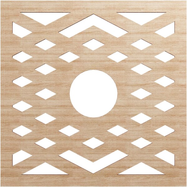 Ekena Millwork Chevron Wood Fretwork Pierced Ceiling Medallion, Alder, 16"OD x 4 1/8"ID x 1/4"T CMWP16X16X0250CHAL - main